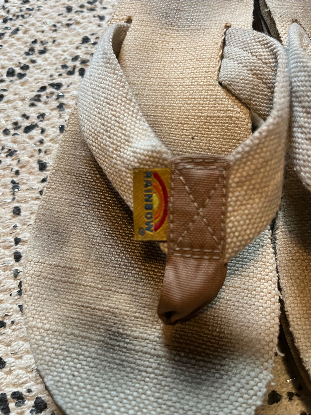 Rainbow Cream Flip Flop with Tan and Black Striped Sole - Picture 3 of 5
